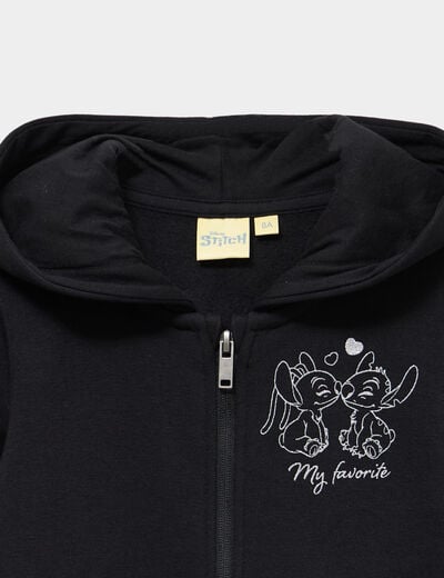 Sweat zipp&eacute; &agrave; capuche Stitch noir fille