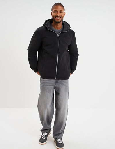 Blouson à capuche zippé noir homme