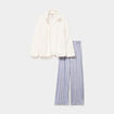 Ensemble pyjama 3 pi&egrave;ces effet polaire bleu ciel femme