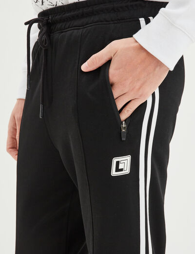 Pantalon de jogging stretch bandes côtés noir homme