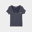 T-shirt col rond manches courtes Creeks bleu marine femme