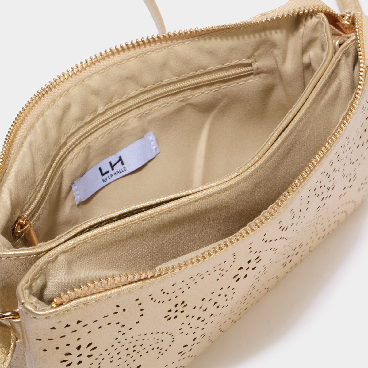 Sac pochette d&eacute;tails ajour&eacute;s couleur or femme