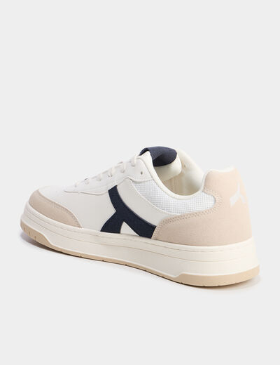 Tennis basses &agrave; lacets semelle plate bleu marine homme