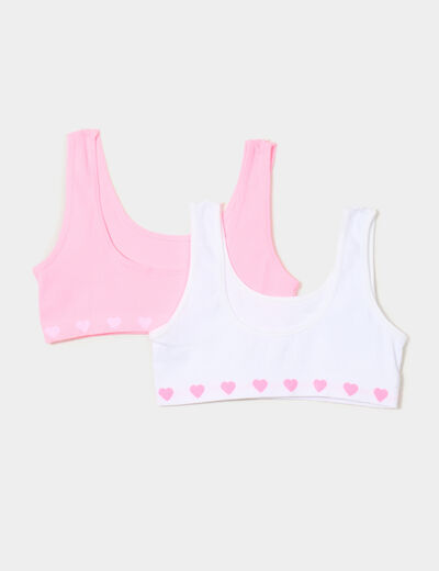 Lot 2 brassières côtelées rose fluo fille