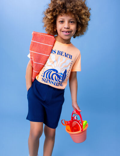 Ensemble short et t-shirt coton orange fluo garçon