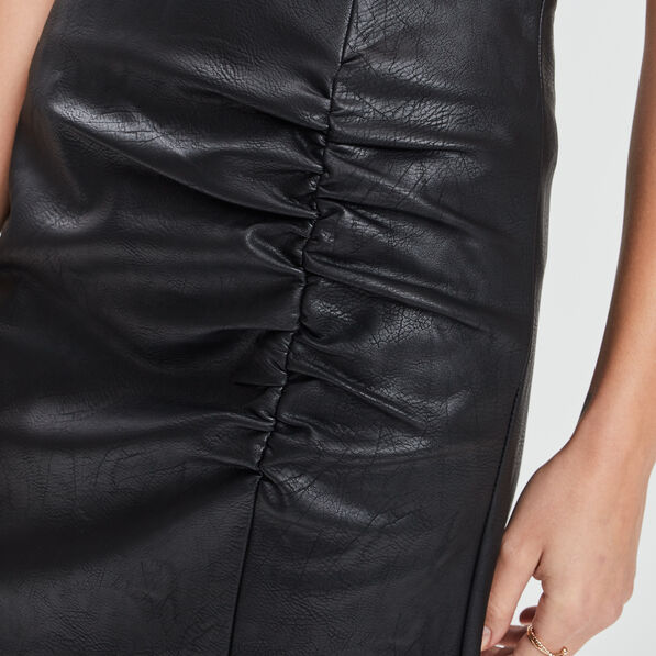 jupe droite froncee simili cuir noir femme Jupe droite froncée simili cuir noir femme