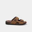 Mules &agrave; scratchs en cuir sable homme