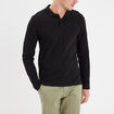 Polo manches longues en coton noir homme