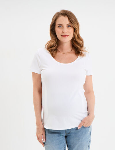 T-shirt allaitement manches courtes blanc femme maternité