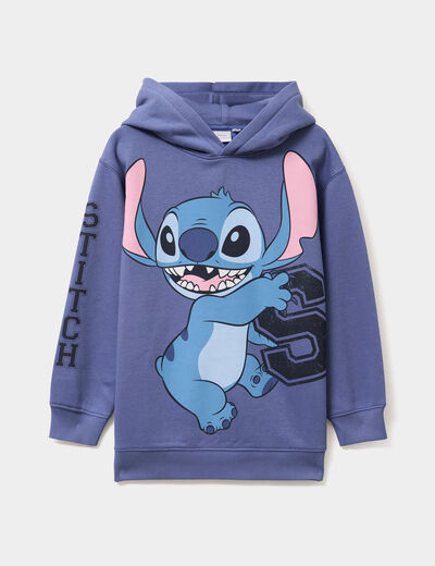 Sweat hoodie &agrave; capuche oversize Stitch bleu fille