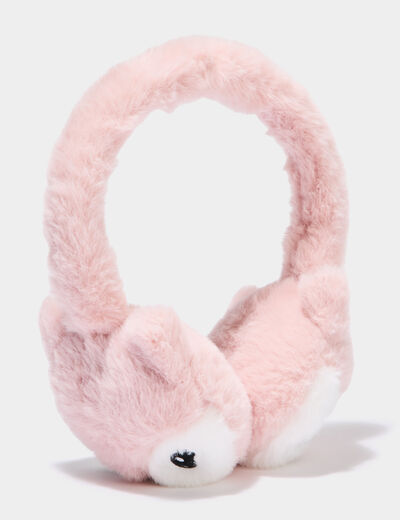 Cache-oreilles fausse fourrure rose fille