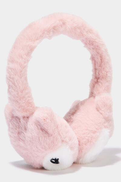 Cache-oreilles fausse fourrure rose fille