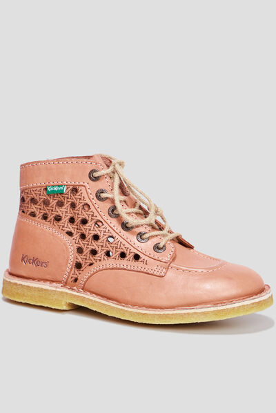 Bottines en cuir Kickers Kicklegend orange clair femme