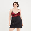Nuisette dentelle et broderie rose framboise femme grande taille