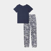 Ensemble pyjama pantalon t-shirt coton bleu marine femme