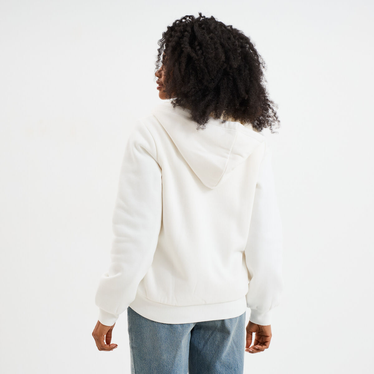 Sweat &agrave; capuche doublure effet sherpa blanc femme