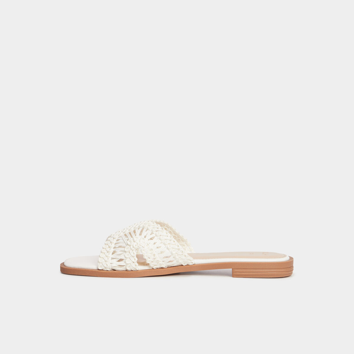 Mules effet macramé blanc femme