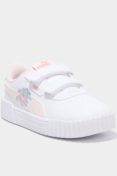 Baskets scratchs Puma Carina 3.0 Floral rose clair fille