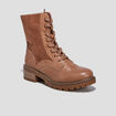 Bottines fourrées à lacets marron femme