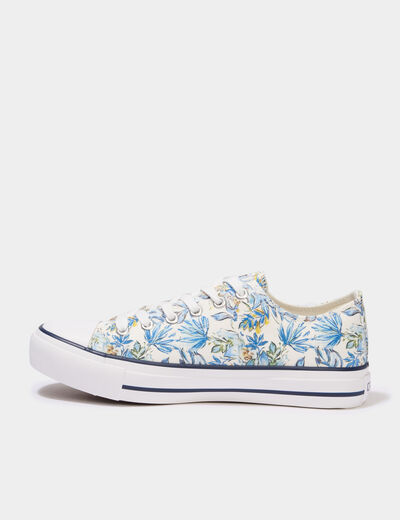 Tennis basses en toile &agrave; lacets bleu femme