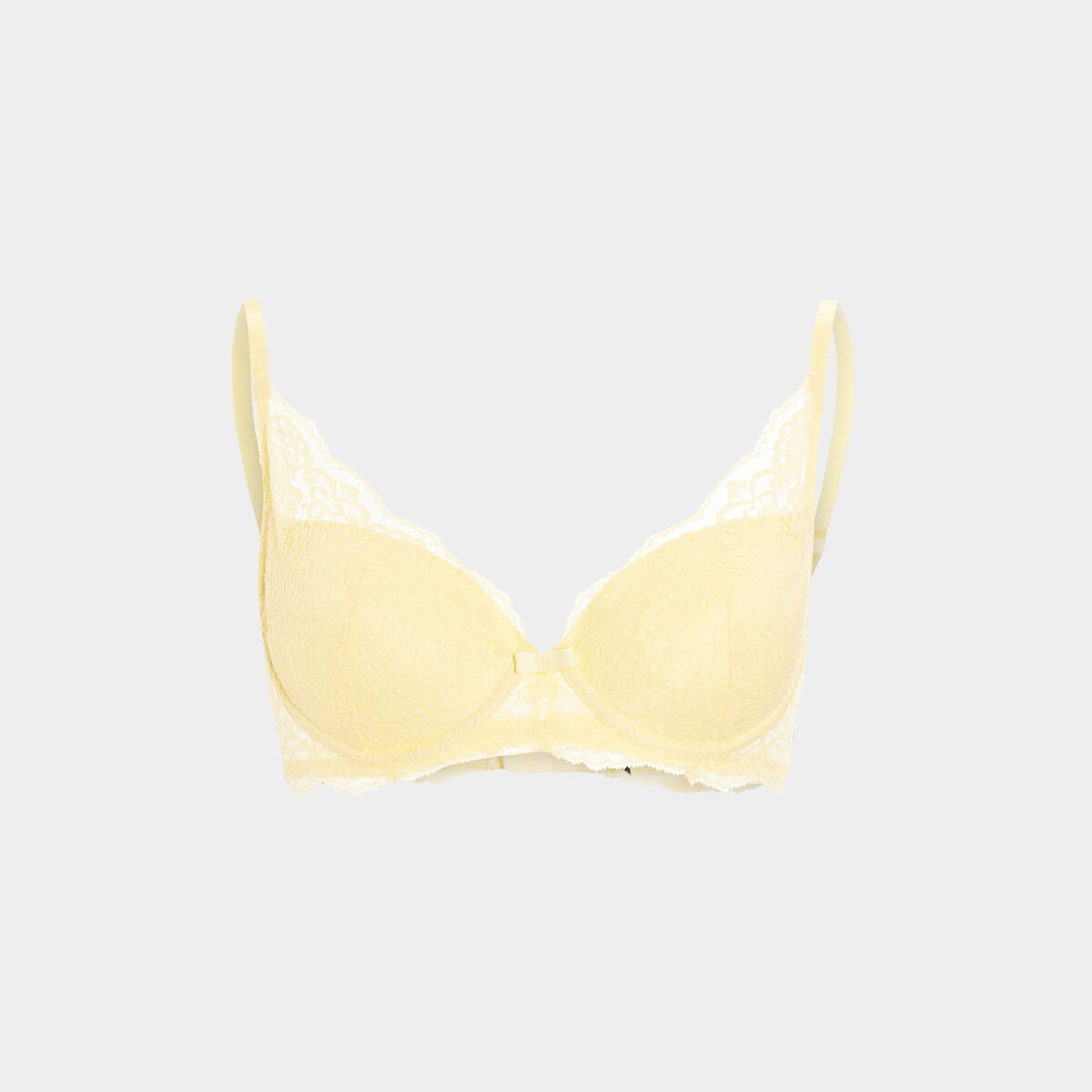 Soutien-gorge foulard en dentelle jaune pastel femme