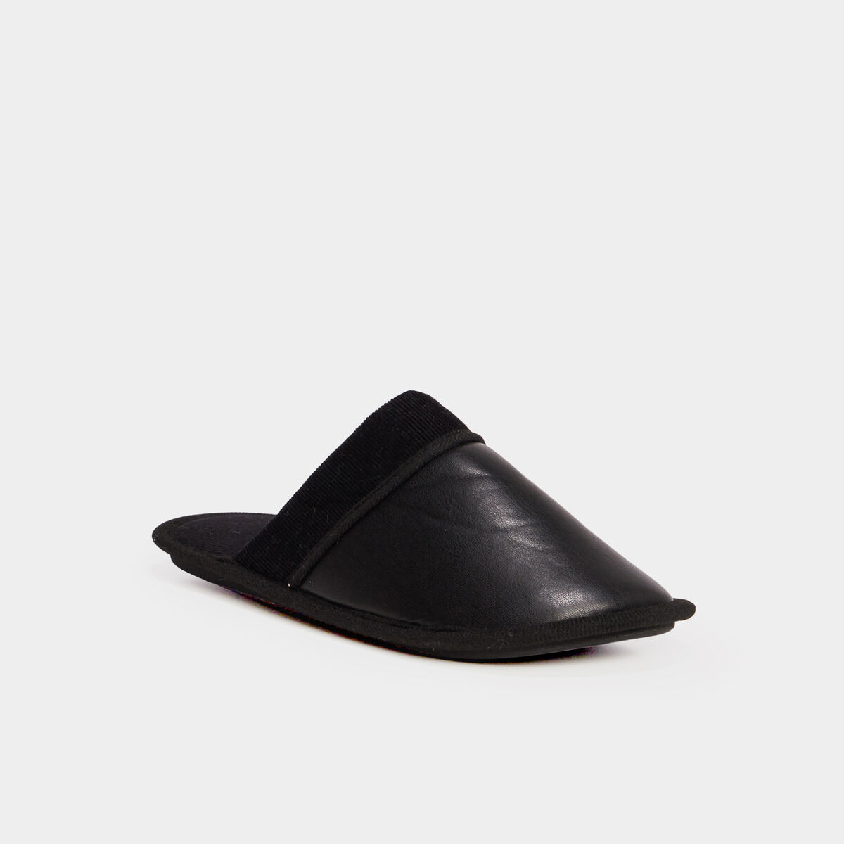 Chaussons mules détails simili cuir noir homme