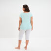 Ensemble pyjama corsaire coton bleu turquoise femme grande taille