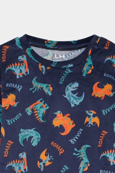 Ensemble pyjama effet velours 2 pi&egrave;ces bleu marine gar&ccedil;on