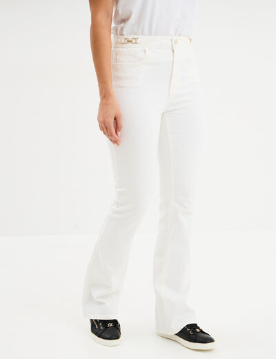 Jeans bootcut taille haute denim blanc femme