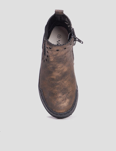 Bottillons pailletés en cuir Ariboot noir fille