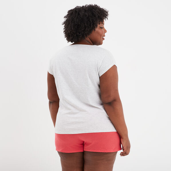 ensemble pyjama short et t shirt gris clair femmegt Ensemble pyjama short et t-shirt gris clair femme grande taille