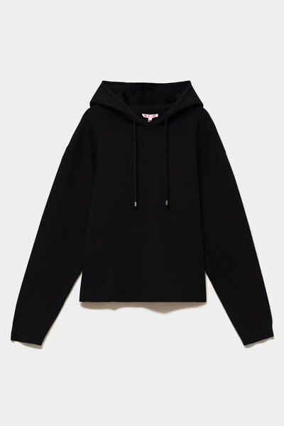 Sweat hoodie ample &agrave; capuche noir femme