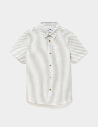 Chemise manches courtes 1 poche coton vert kaki gar&ccedil;on