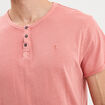 T-shirt col tunisien manches courte vieux rose homme