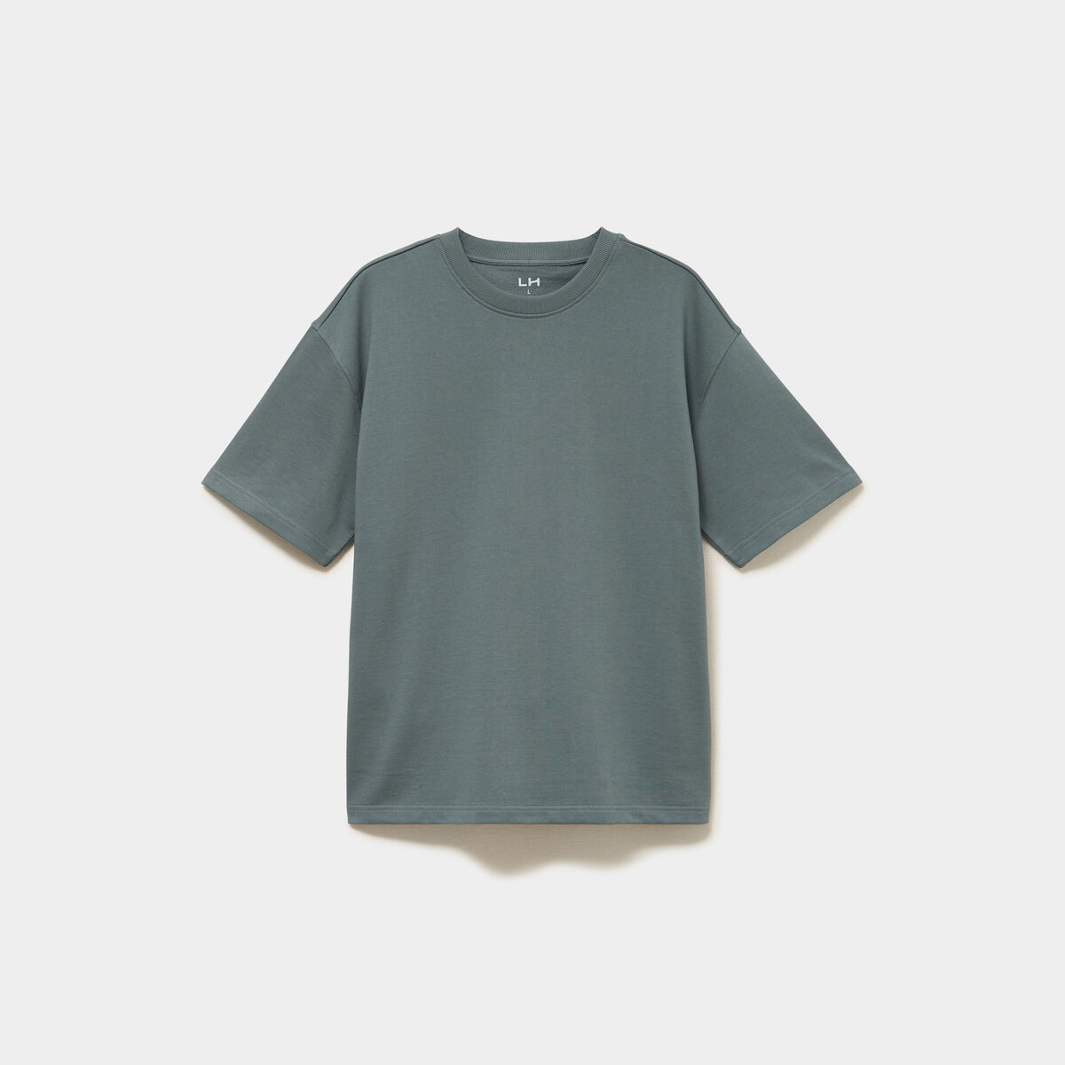 T-shirt col rond droit relax fit vert kaki homme