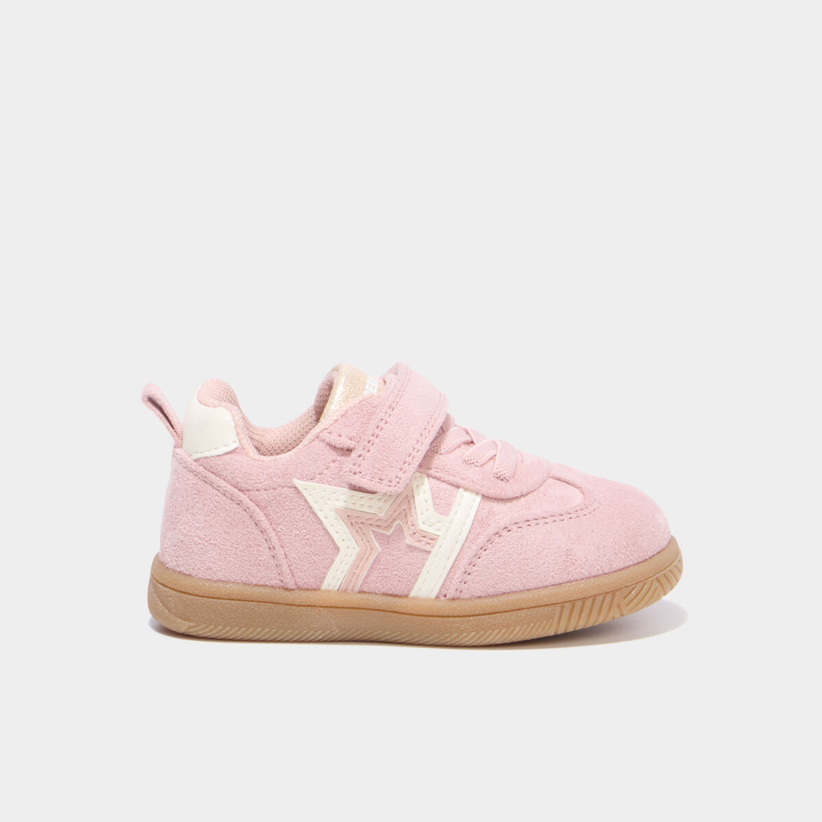 Tennis basses &agrave; scratchs semelle souple rose b&eacute;b&eacute; fille