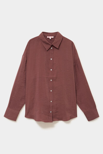 Chemise fluide manches longues oversize bordeaux femme
