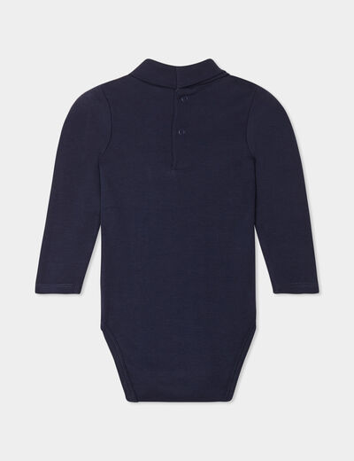 Body col roulé manches longues coton bleu marine bébé garçon