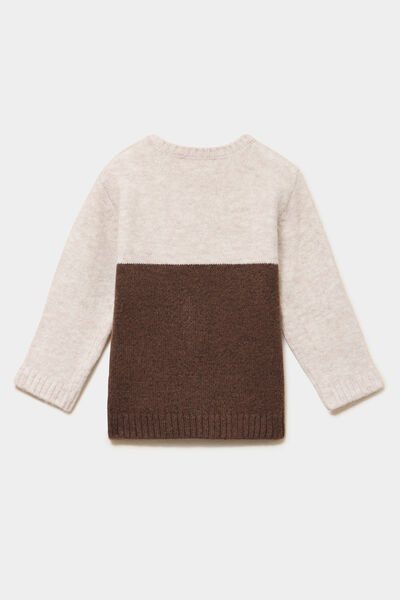 Pull &eacute;paule boutonn&eacute;e manches longues marron fonc&eacute; b&eacute;b&eacute; gar&ccedil;on