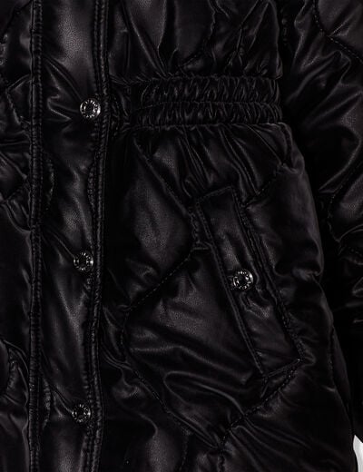 Parka à capuche fausse fourrure noir fille