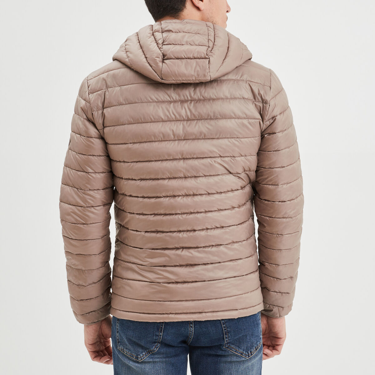 Doudoune légère déperlante à capuche taupe homme