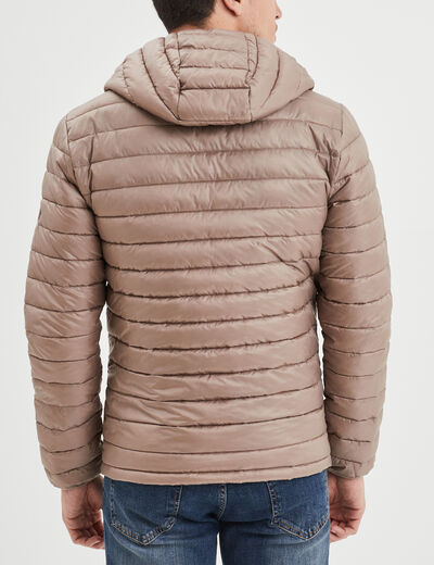 Doudoune légère déperlante à capuche taupe homme