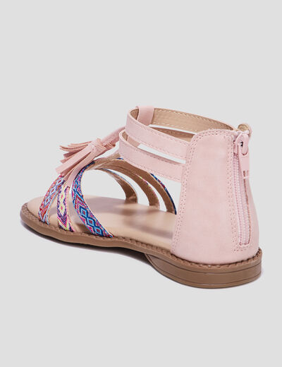 Sandales zippées à franges multicolore fille