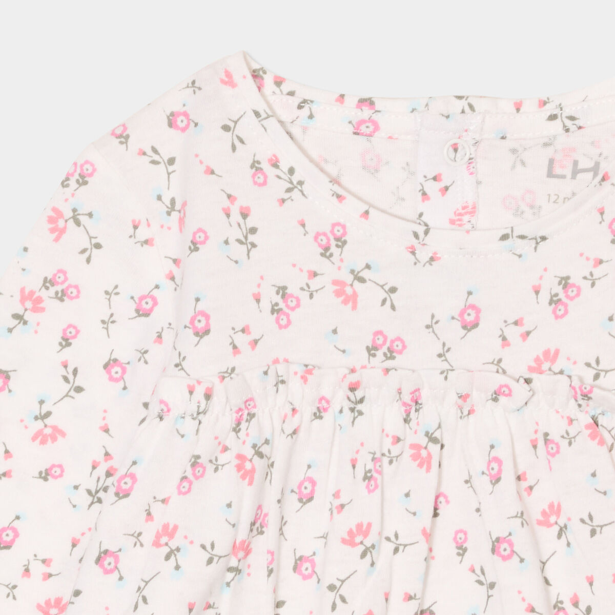 T-shirt manches longues col rond coton ecru bébé fille