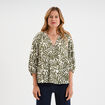 Blouse manches 3/4 ballons col tunisien blanc femme