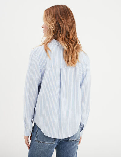 Chemise en lin mélangé bleu lavande femme