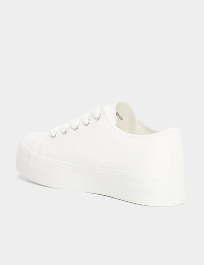 Tennis en toile basses à lacets blanc femme