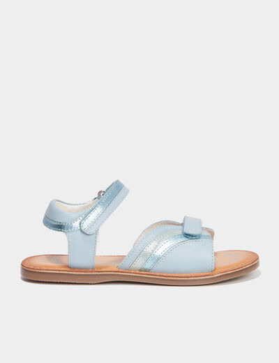Sandales à scratchs en cuir Kickers bleu fille