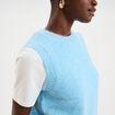 Pull sans manches col rond bleu clair femme