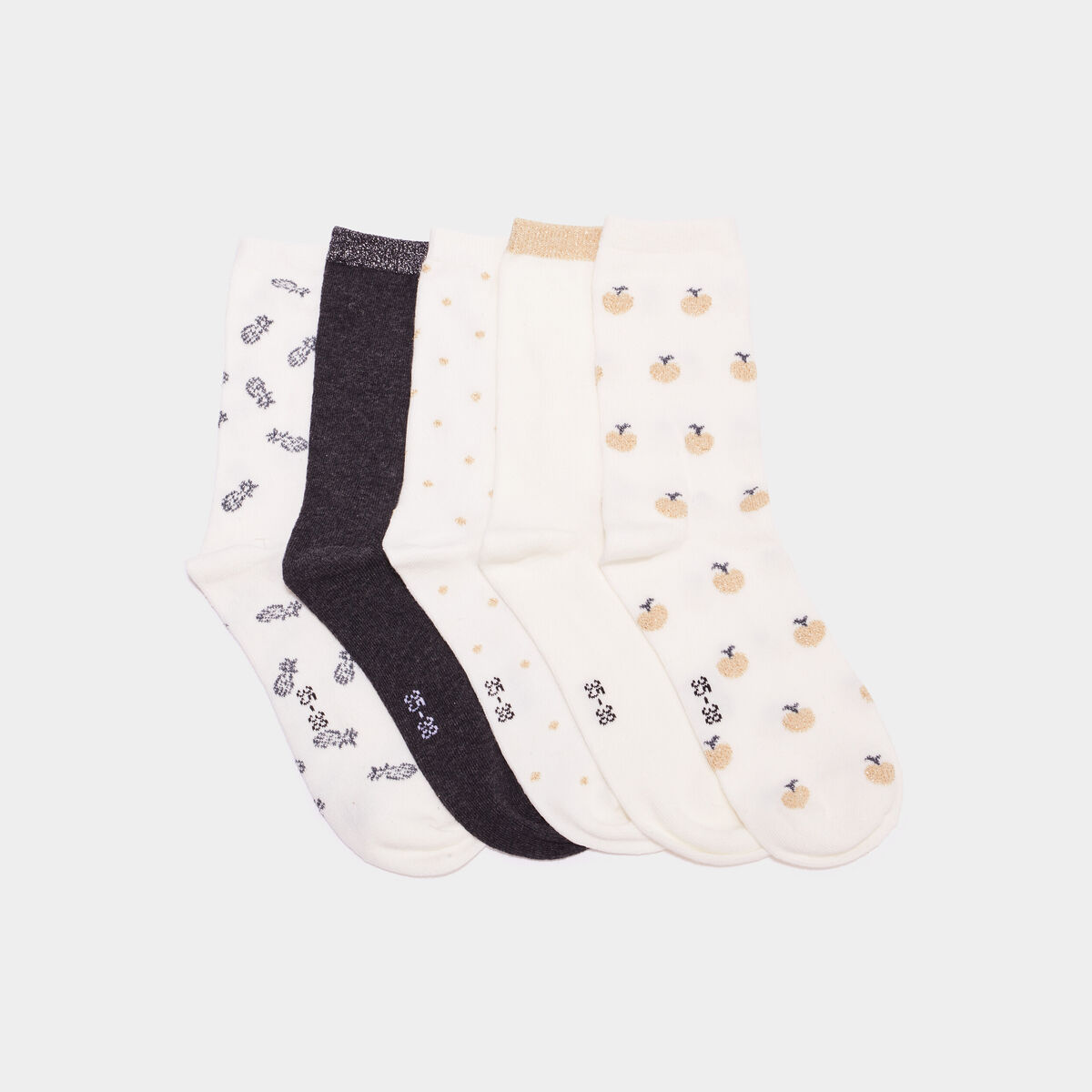 Lot 5 paires chaussettes multicolore femme